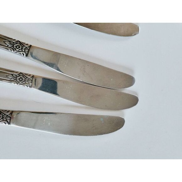 Vintage Ornate Rose Stainless Flatware Knives Lustreware korea - Picture 6 of 8